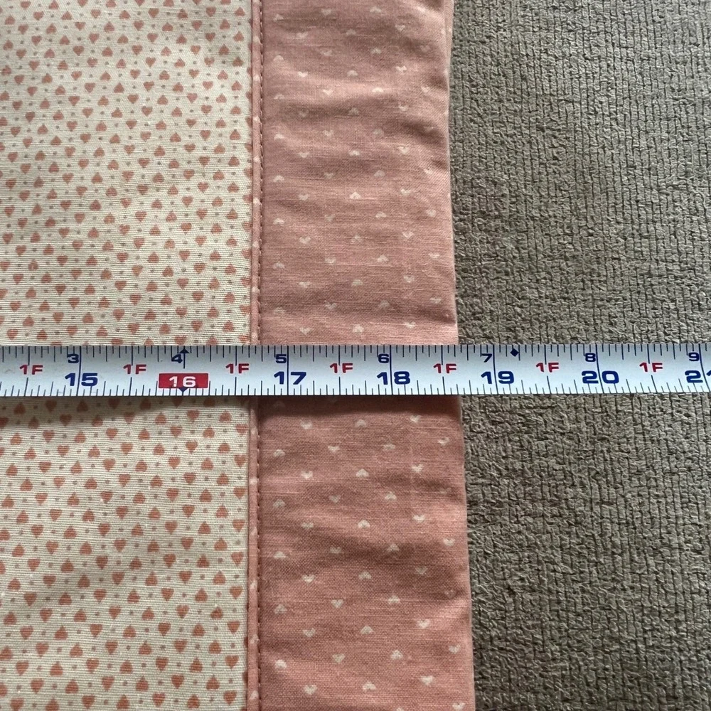 Vintage Handmade Quilted Placemats Set of 8 Pink White Heart Print Cottagecore